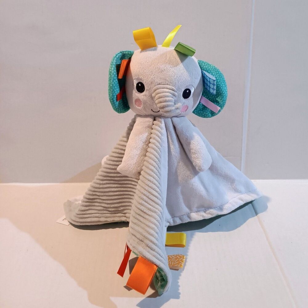 Bright Starts Cuddle N Tags Elephant Lovie-2 Sided-2019-Security Blanket-Gray